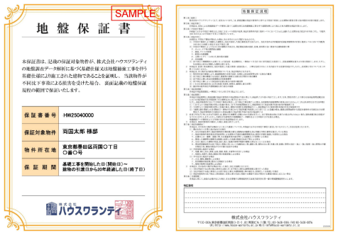 写真：地盤保証書
