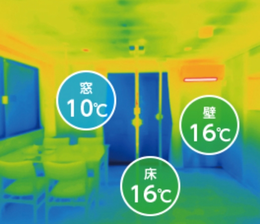 写真：昔の家の表面温度のサーモグラフィー