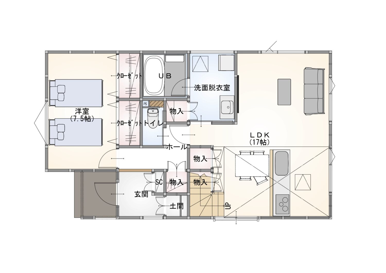 E号棟 1F間取り図