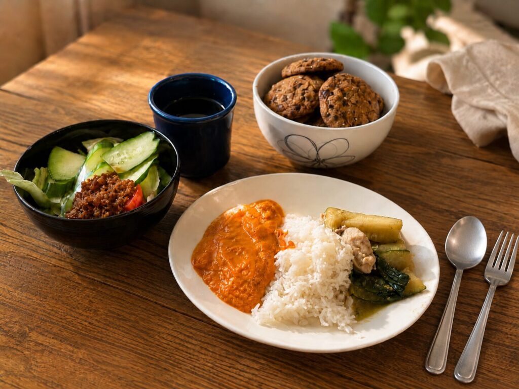 オーナー様が用意してくださった手作りカレーとクッキー